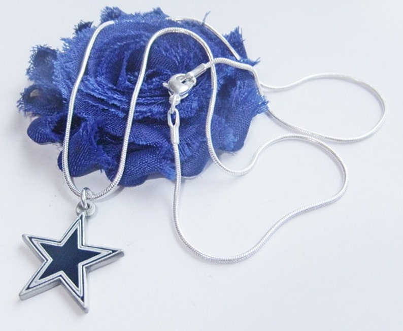 Blue and White Jewelry Football Fan Jewelry Unisex Cowboys Necklace Dallas Cowboy Bling FREE SHIPPING U.S. Dallas Cowboy Charm Necklace