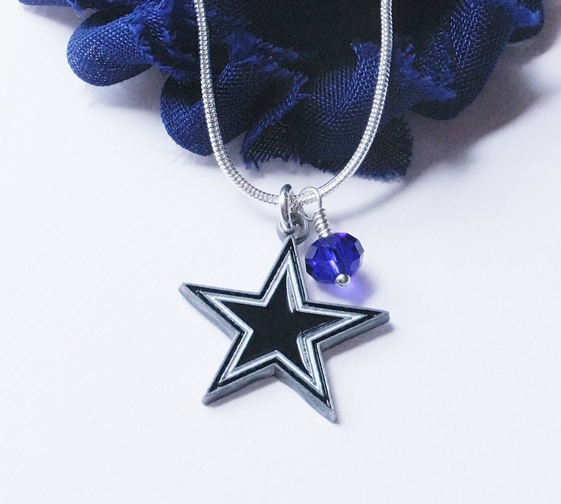 Blue and White Jewelry Football Fan Jewelry Unisex Cowboys Necklace Dallas Cowboy Bling FREE SHIPPING U.S. Dallas Cowboy Charm Necklace
