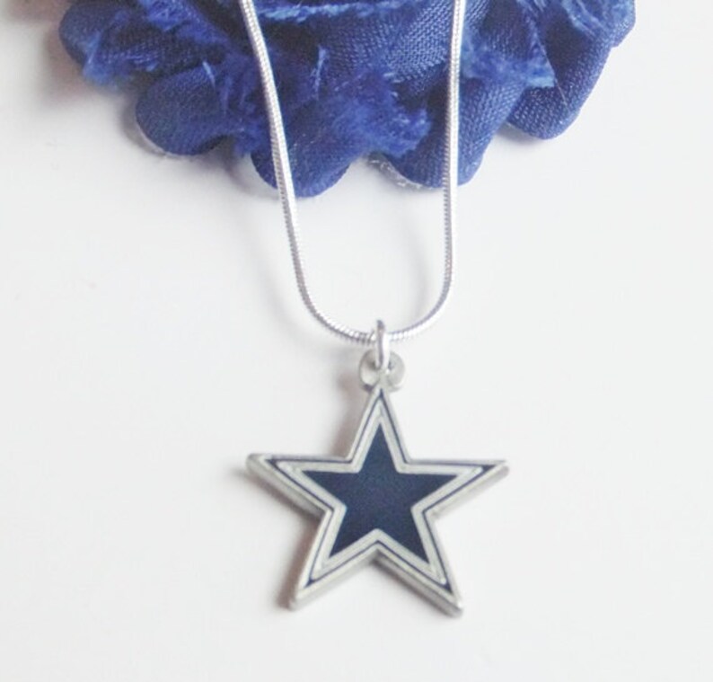 Blue and White Jewelry Football Fan Jewelry Unisex Cowboys Necklace Dallas Cowboy Bling FREE SHIPPING U.S. Dallas Cowboy Charm Necklace