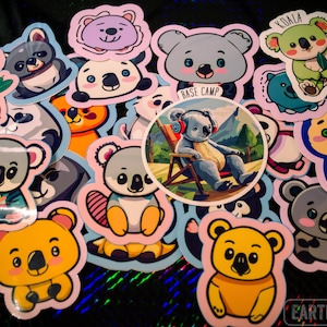 Cute Bear Assorted Stickers Pack | Kawaii Vinyl Stickers Set of 5 10 or 20 | Waterproof Cartoon Animals for Laptop, Water Bottle, Scrapbook