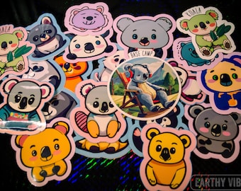Cute Bear Assorted Stickers Pack | Kawaii Vinyl Stickers Set of 5 10 or 20 | Waterproof Cartoon Animals for Laptop, Water Bottle, Scrapbook