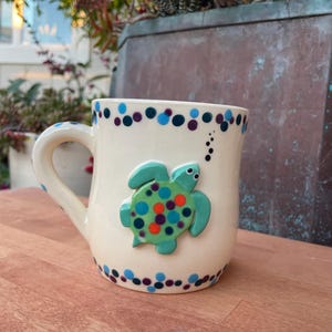 Colorful Turtle Mug: Handmade Ceramic Coffee Cup