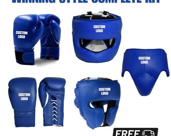 Cowhide Leather Boxing Set: Sparring Gloves, Head Gear, Groin Guard