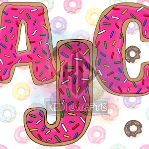 Descarga PNG del conjunto de alfabeto de donut, letras de monograma con efecto donut para sublimación de camisetas, tazas, almohadas, bolsos y bolsas.