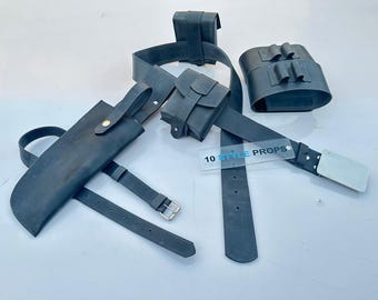 Leather Mandalorian Death Watch Armor Belt, Holster Pouch Set