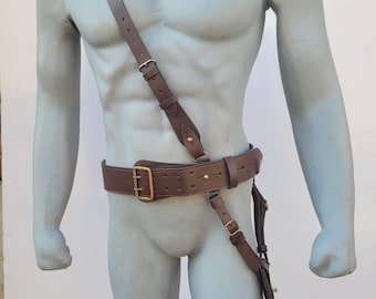 Cintura in vera pelle Sam Browne con tracolla incrociata - Esercito britannico