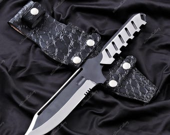 Handmade MGS4 Old Snake Knife | D2 Steel, Leather Sheath