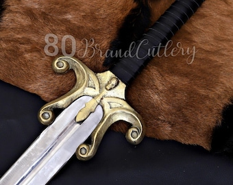 Power Sword Replica Brass Guard, Handmade Carbon Steel Blade, Cosplay Prop, Gift for Him