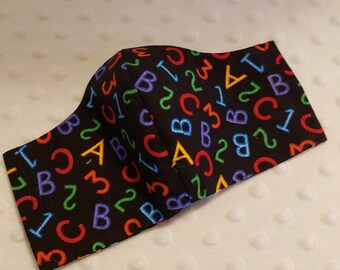 Washable Alphabet Child Face Mask With Filter Pocket