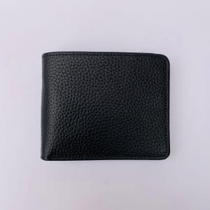 Cartera de cuero negro para hombre – Cartera delgada plegable – Cuero genuino hecho a mano – Regalo minimalista para él – Tarjetero