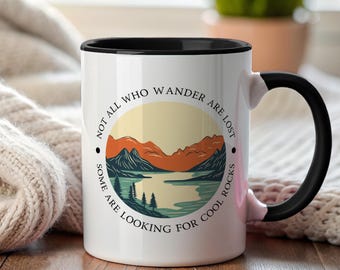 Leicht abgelenkt von Rocks Tasse | Nicht alle, die auf der Suche nach Cool Rocks Berg Becher Humor Mineral Sammler Geschenk Retro Reise Kaffeebecher wandern