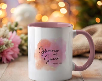 Taza Glimmer & Shine / Taza mate 5 16 / Taza con purpurina, taza con las escrituras, regalo religioso de Navidad, taza con brillo, taza con la fe, deja que tu luz brille