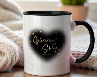 Taza Glimmer & Shine / Taza mate 5 16 / Regalo religioso de Navidad, taza "Deja que tu luz brille", taza inspiradora, regalo para mujeres de fe, taza cristiana