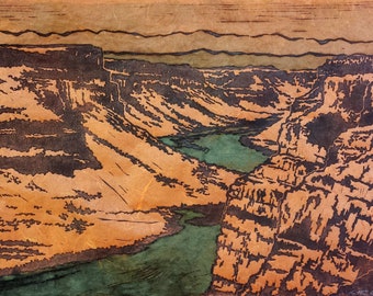 Canyon - Original Linocut (Multiple Colors Available)