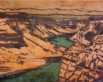 Canyon - Original Linocut (Multiple Colors Available)
