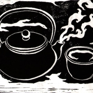 Tea Set - Original Linocut