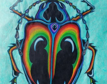 Beetle - Original Colored Pencil Drawing