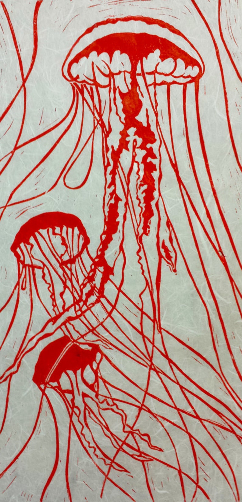 Jellyfish Original Linocut multiple Colors Availale Etsy
