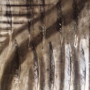 Feathers and Charcoal on Canvas - Original Composition