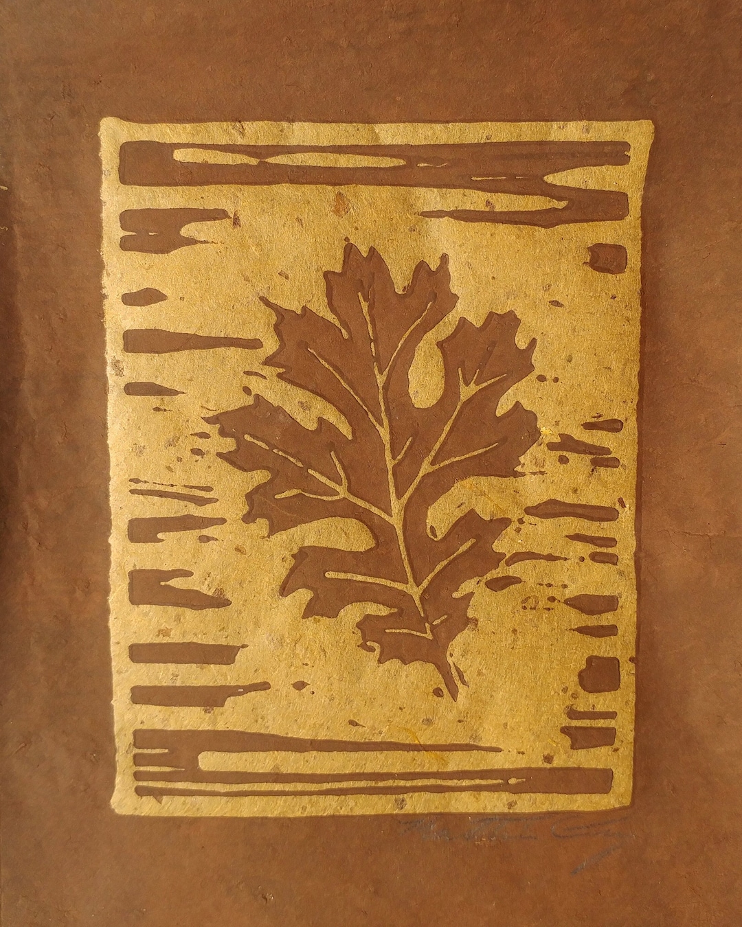 Oak Leaf Original Linocut multiple Color Options Etsy