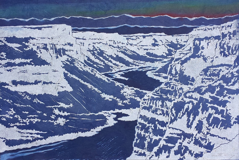 Canyon Original Linocut Multiple Colors Available Etsy
