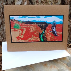 5 Handmade California Condor Soars over the Grand Canyon Cards  (Brown or Turquoise)