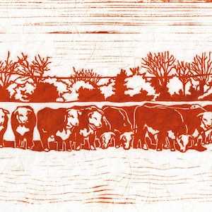 Hereford Herd - Original Linocut