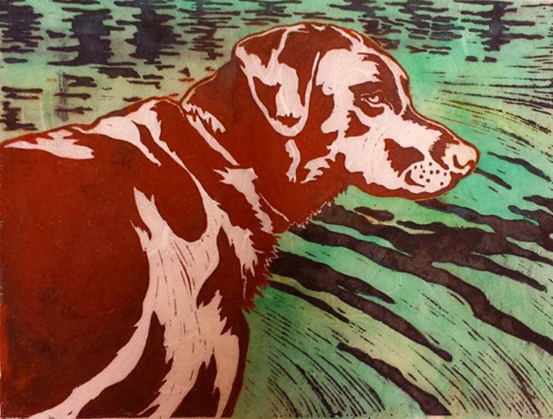 Labrador Retriever Original Linocut Black, Yellow or Chocolate image 2