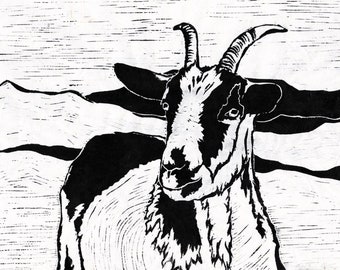 Goat - Original Linocut