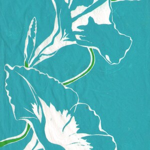 Morning Glories - Original Linocut  (White or Light Blue)