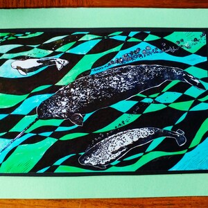 5 Handmade Narwhall Cards (Sage Green, Turquoise, or Red)