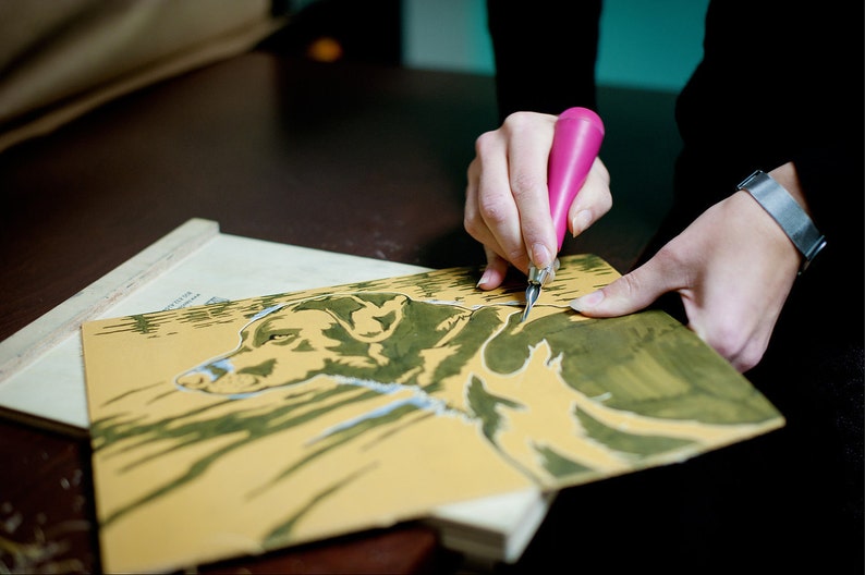 Dragonfly Original Linocut multiple Colors Available Etsy