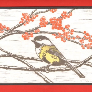 5 Handmade Chickadee Cards (Turquoise or Red)