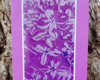 5 Handmade Lilac Blooms Cards (Purple or White)