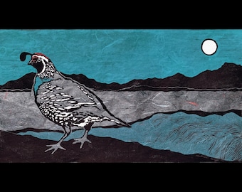 Quail - Original Linocut (Multiple Color Options)