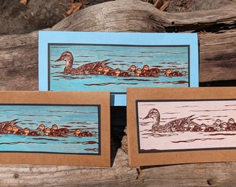 5 Handmade "A Morning Paddle" Cards (Multiple Color Options)