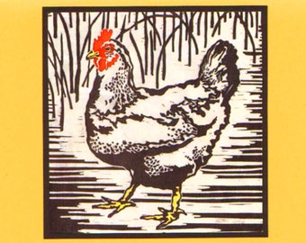 5 handgemachte Hühnerkarten (Rot oder Gelb)