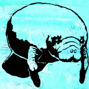 Manatee - Original Linocut