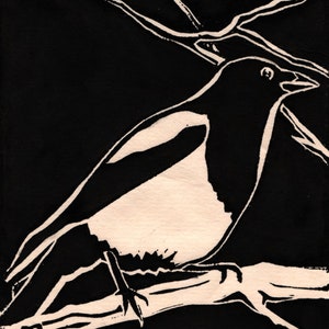Magpie  - Original Linocut (Multiple Color Options)