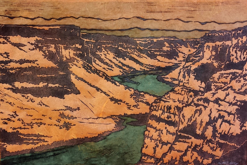 Canyon Original Linocut multiple Colors Available Etsy