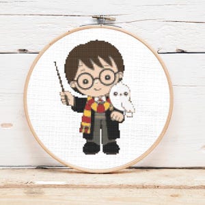 Schema punto croce Harry Potter / Stile cartone animato / 100x100 / Download PDF