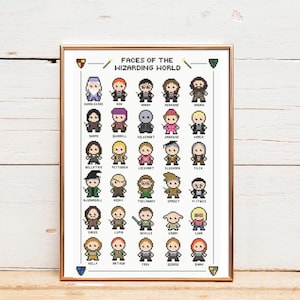Wizarding World Cross Stitch Pattern – 30 Mini Characters | Harry Potter-Inspired PDF | DMC | Magical Stitch Along