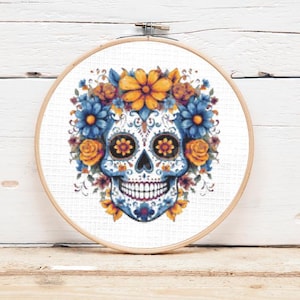 Patrón de punto de cruz de calavera del Día de los Muertos (150x150)