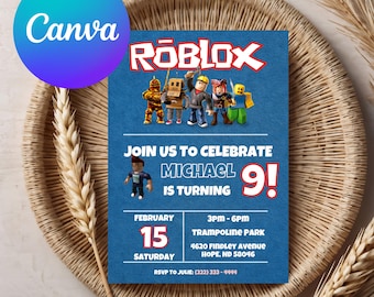 Roblox Birthday Party Invitation | Roblox Themed Birthday Party | Editable Canva Template | Instant Download