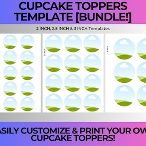Cupcake Toppers Template | Editable Canva Template | DIY Cupcake Toppers | Instant Download