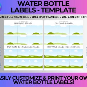 Water Bottle Label Template – Editable Canva | DIY Printable | Party Favor Labels | Instant Download