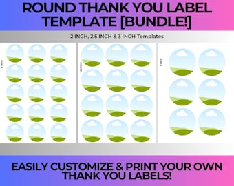 Thank You Labels Template | Editable Canva Template | DIY Round Stickers | Instant Download