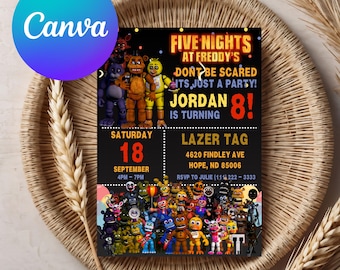 Five Nights at Freddy’s Birthday Invitation | FNAF Party | Editable Canva Template | Instant Download