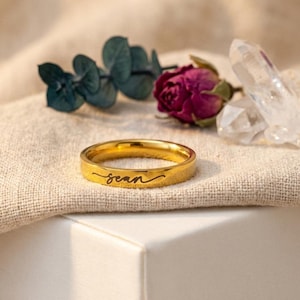 Personalized Name Ring • Dainty Engraved Stainless Steel Stacking Ring
