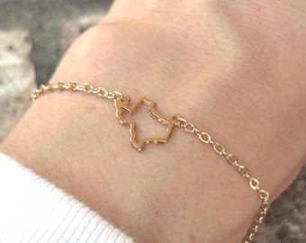 Texas Outline Charm Bracelet: Stainless Steel State Pride Jewelry